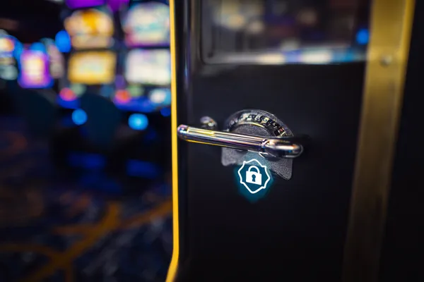 A glamorous woman holding casino chips in a neon-lit environment, representing the premium online casino atmosphere of 1XBED.